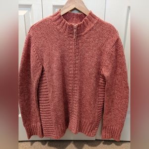 LL Bean Pink Sweater Full Zip